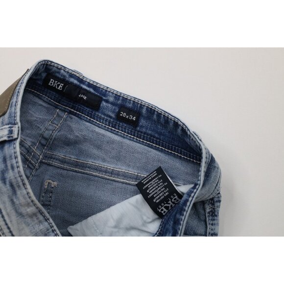 Buckle BKE Mens 28x34 Thick Stitch Stretch Jake Bootcut Denim Jeans Light Wash - Picture 8 of 13